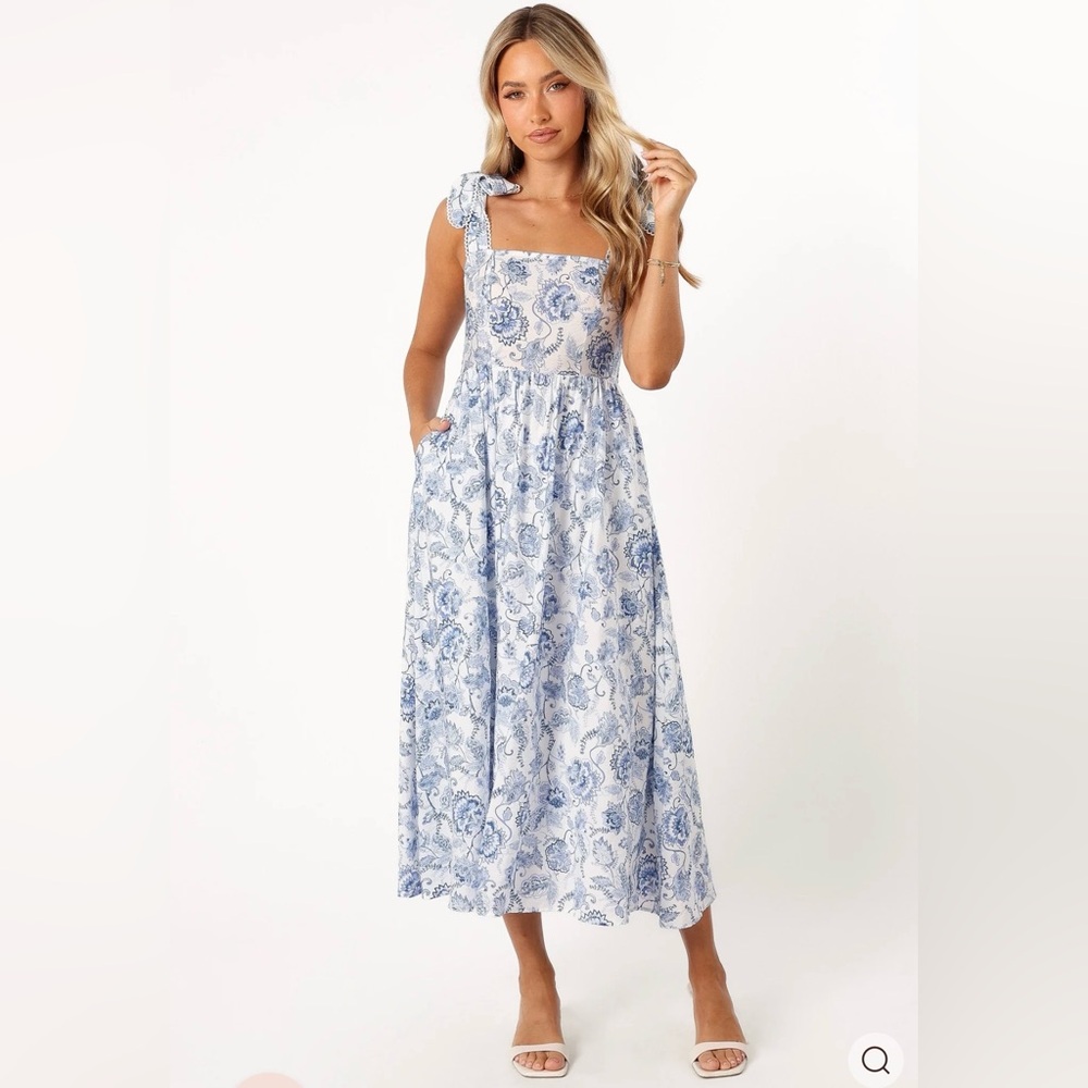 Petal & Pup Blue and White Patterned Midi Dress